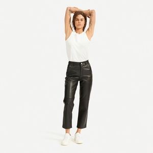 Everlane Straight Leg Leather Pant, Black Size 6